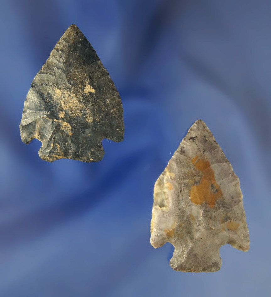 Pair of classic style Ohio Pentagonals found in Crawford Co.,  Ohio. Both around 1 3/4" long.