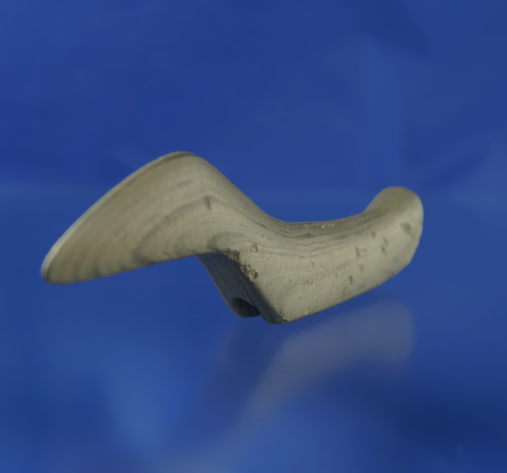 Unique! Anciently salvaged  4 7/8" long slate Birdstone found in Hancock Co.,  Ohio. Pictured