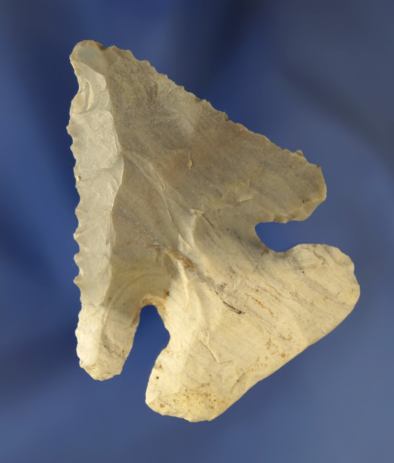 2 1/2" large base beveled Thebes made from hornstone found in Preble County Ohio. Ex. Hooks