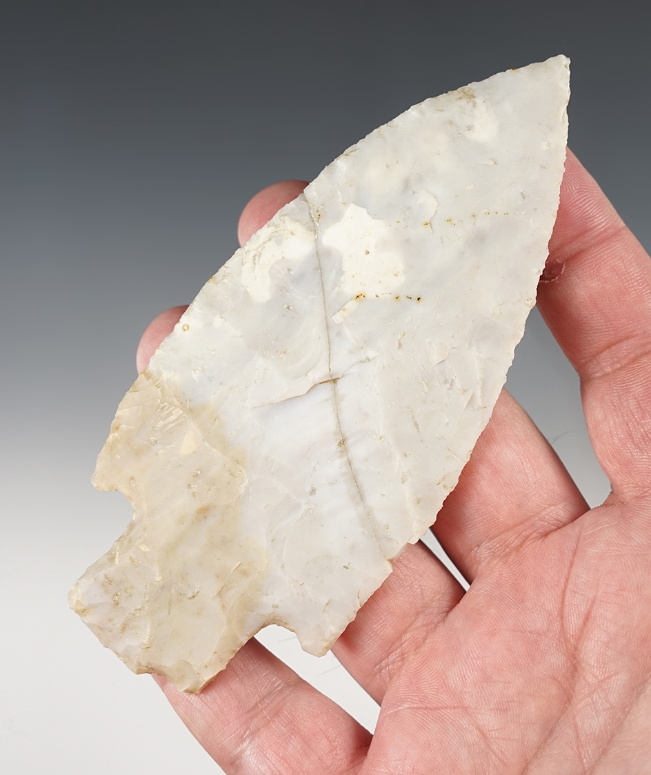 Large 4 13/16" Hopewell - Delaware Co., Ohio. Broken and glued across the mid-section. 