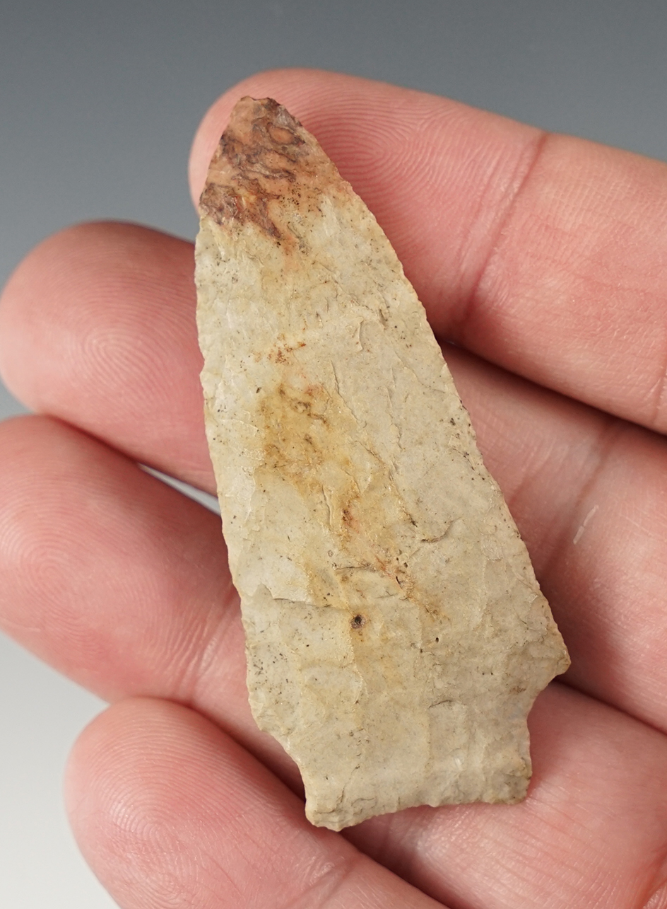 2 3/8" Stemmed point found on the L. Wardel Farm in Stark Co., Ohio.