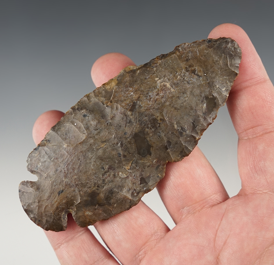 4 1/4" Dovetail made from Upper Mercer Flint. Found in Auglaize Co., Ohio. 