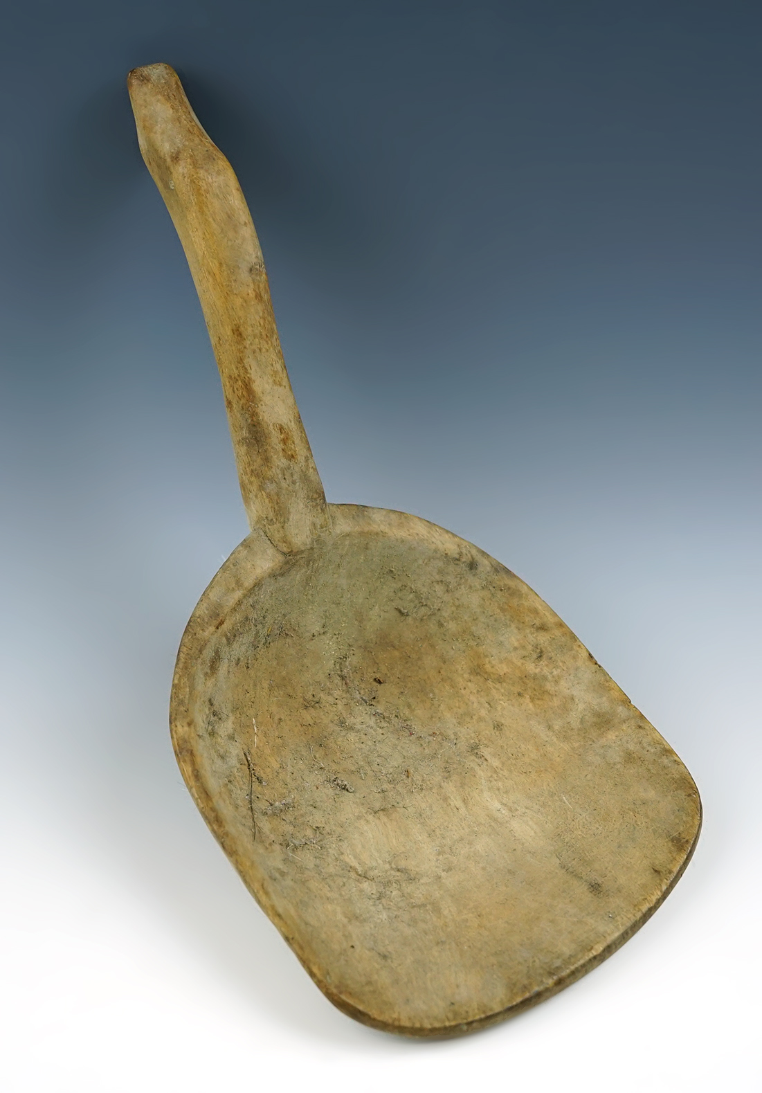9 1/2" Hand carved wood spoon with an avian effigy handle found in New York.