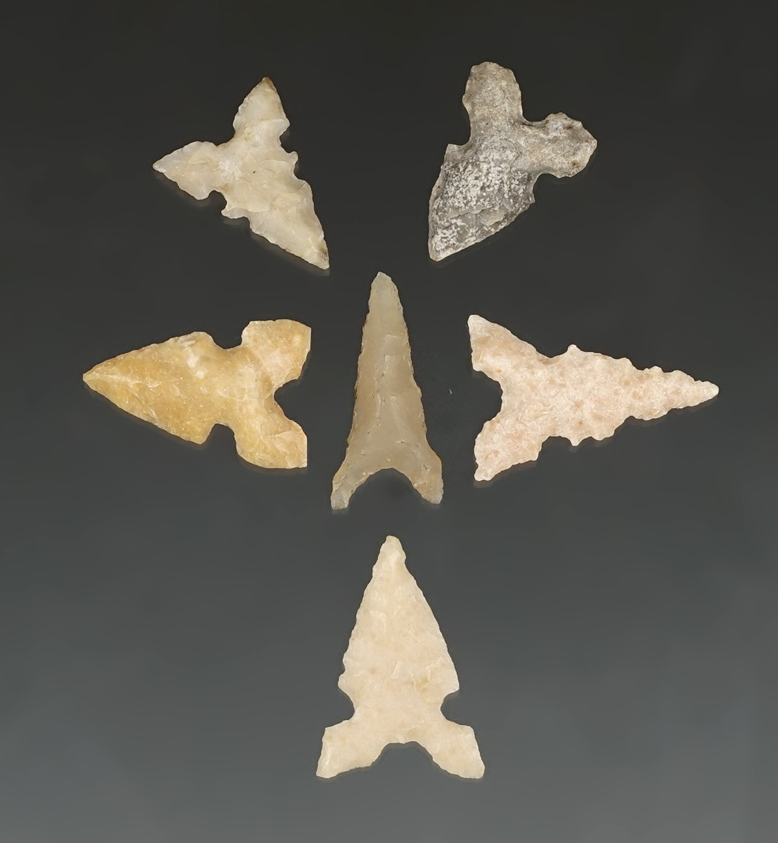 Set of 6 Texas Toyah points in excellent condition. Largest is 3/4".