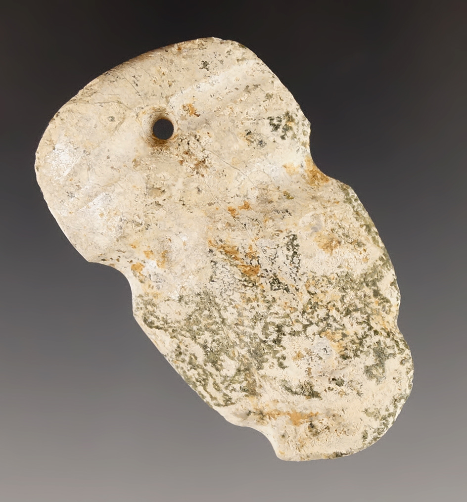 1 15/16" Pre-Columbian face effigy stone pendant found in Mesoamerica.