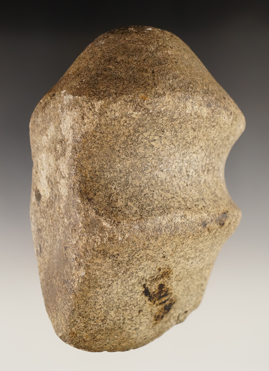 5" long 3/4 Groove Axe with heavy ancient use wear to the bit. Found in the Midwest.