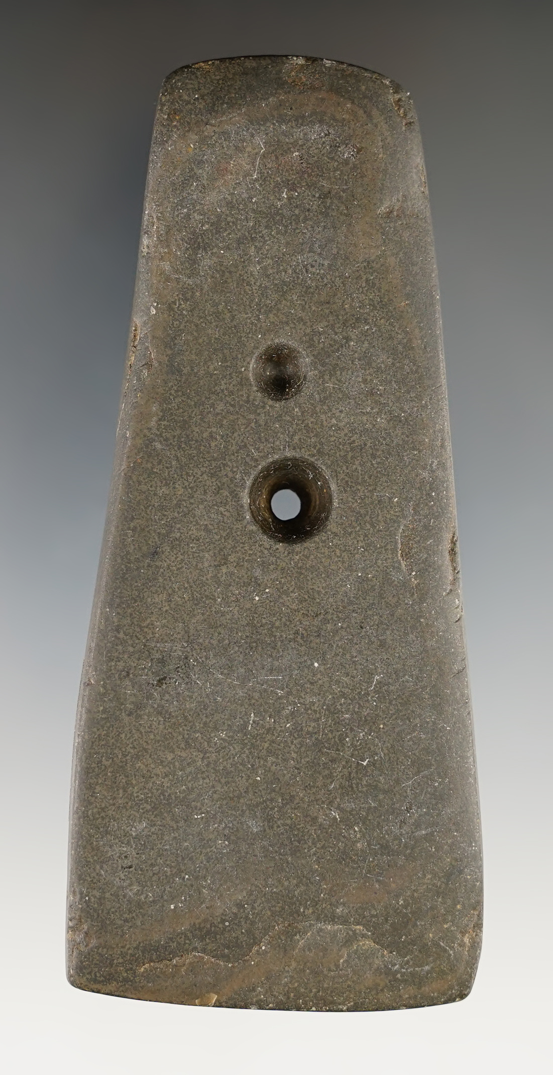 4" Trapezoidal Pendant found in Ohio. Once side is tapped with a starter hole.