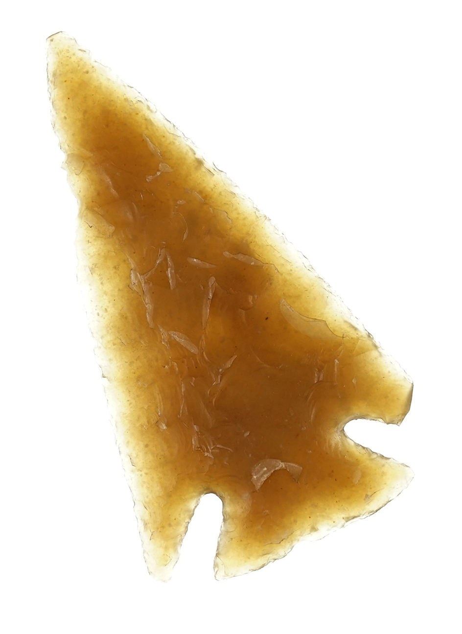 3 5/16" Thin and very well flaked Corner Notch found in Texas.