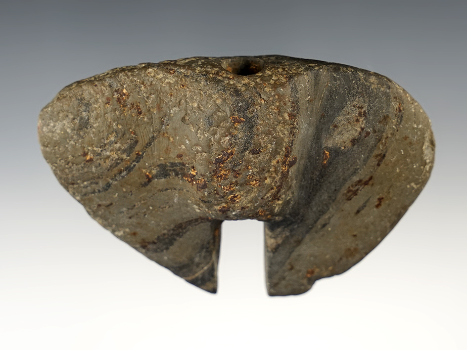 3 13/16" Single Notch Wing Bannerstone - Hancock Co., Ohio. Ex. Jon & Geoff Roth collection.