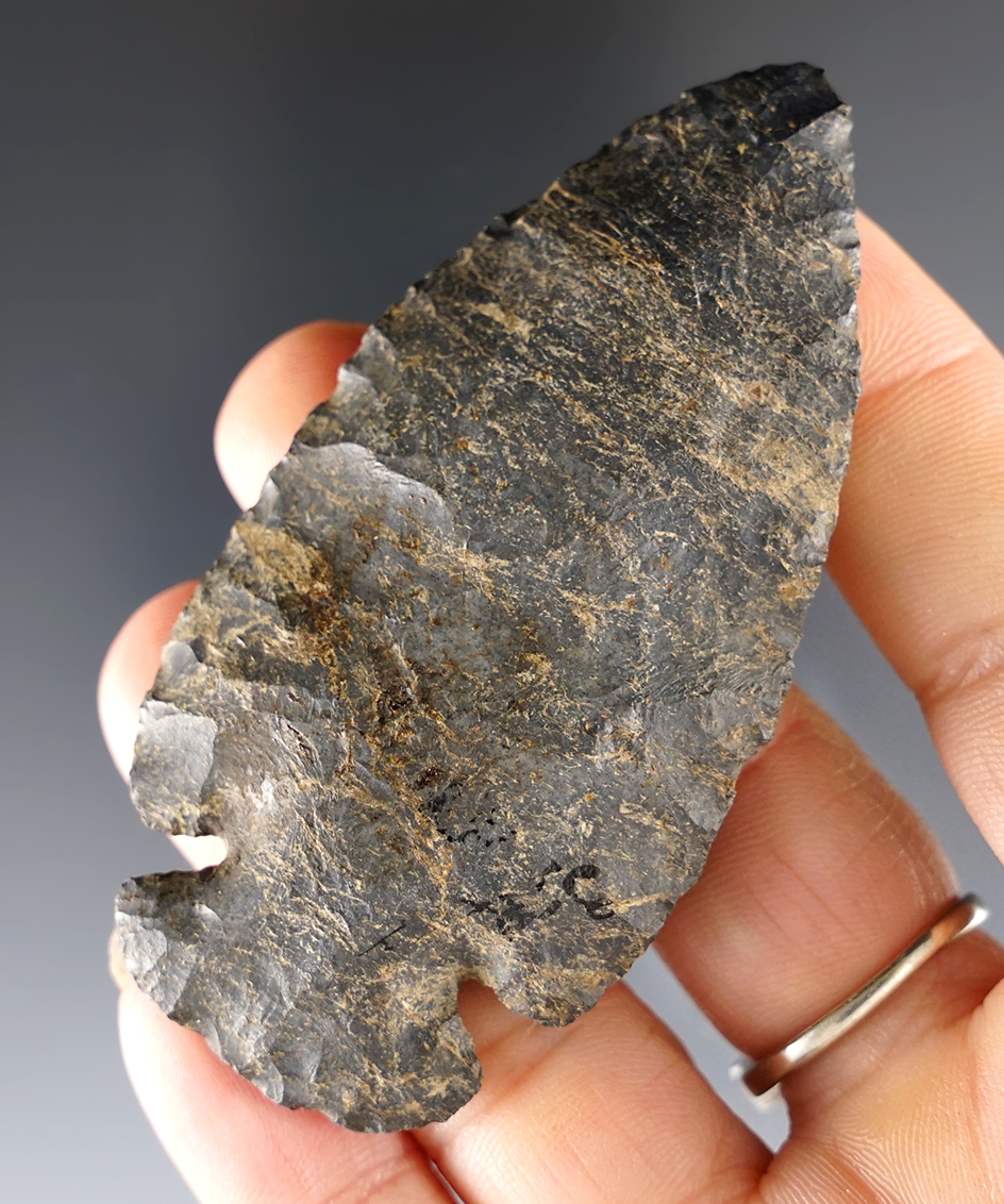 Nicely made 2 15/16" Dovetail made from Coshocton Flint. Found in Hardin Co., Ohio.