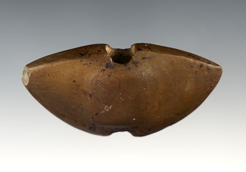 Nice 2 7/8" wide Wing Bannerstone found in Allen Co., Ohio. Ex. Philips collection.