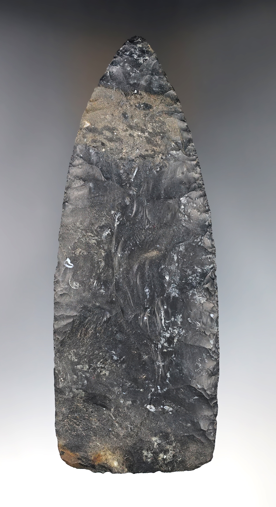 6"  Cache blade made from Coshocton Flint.  Excellent flaking and color pattern.