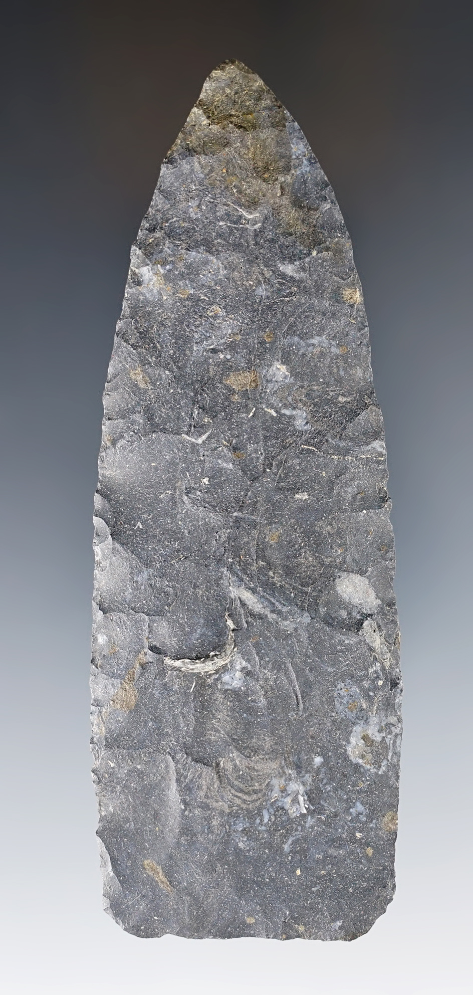 4 3/4" Plano blade made from Nellie variety Coshocton Flint.