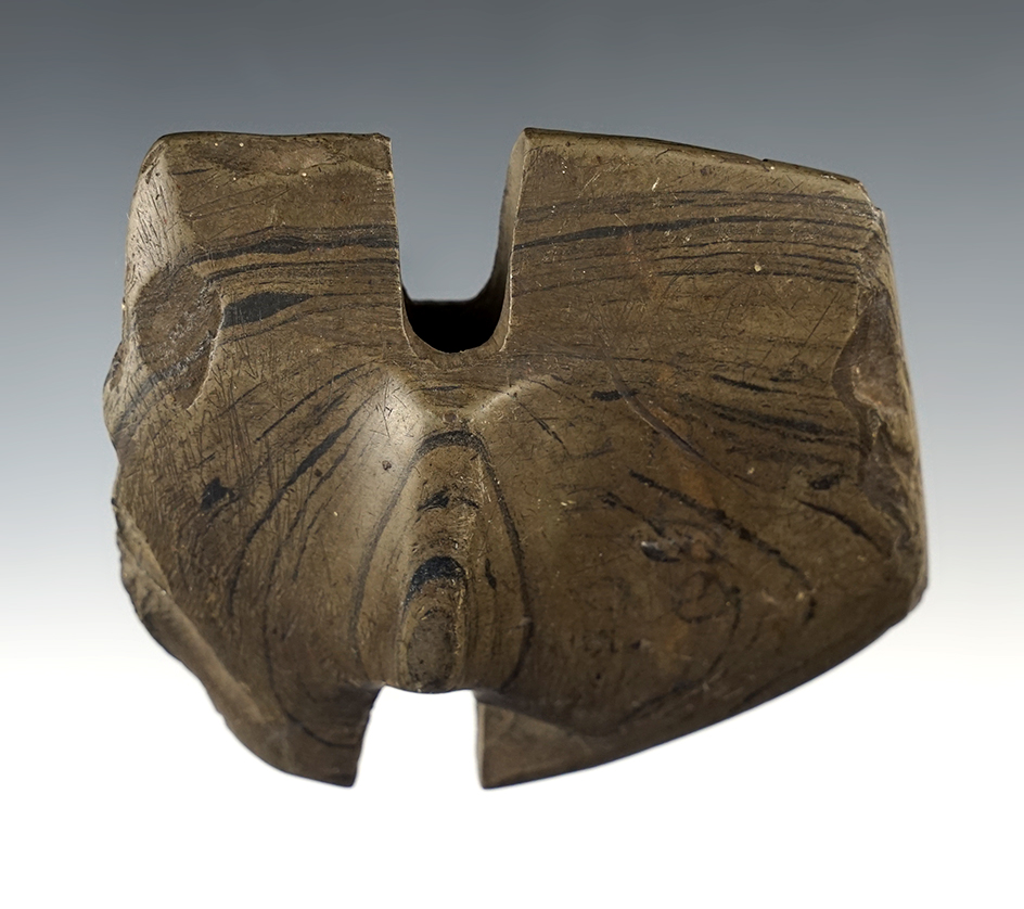 3 1/4" wide Ohio Wing Bannerstone that was anciently salvaged on the wings. 