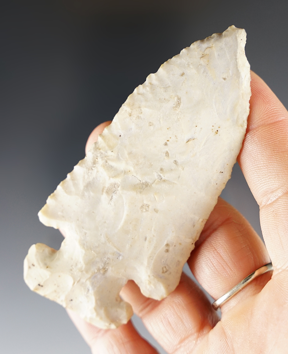 3 7/16" Ohio Thebes E-Notch with a well defined base and notches. Ex. Walt Podpora.