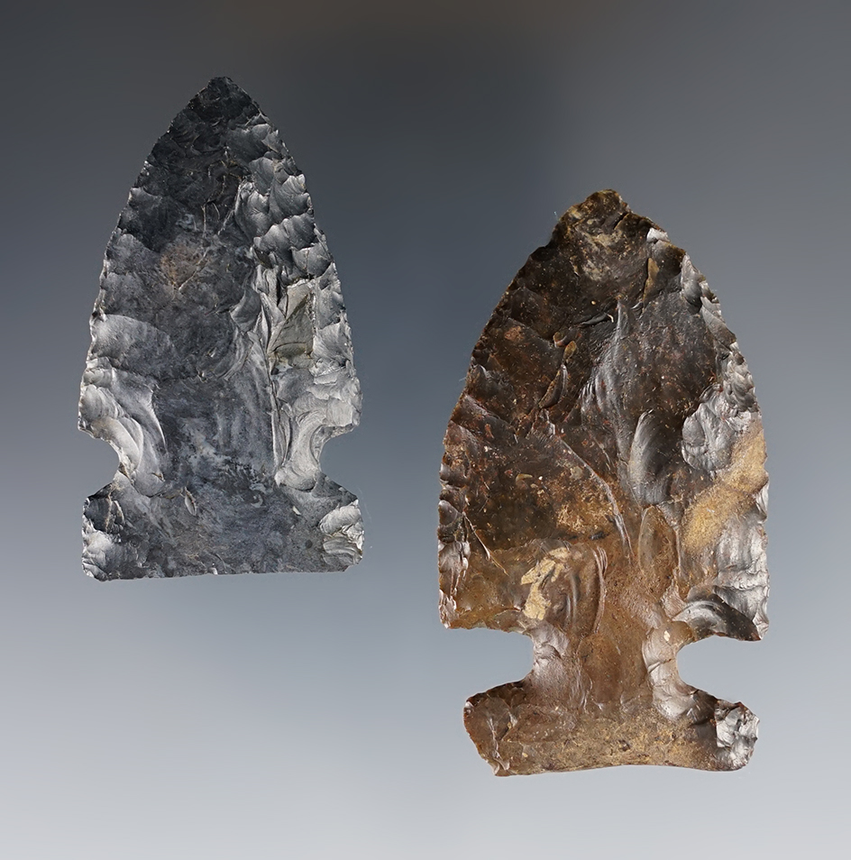 Pair of well made Big Sandy points found in Frazeysburg, Muskingum Co., Ohio. Ex. Dickinson.