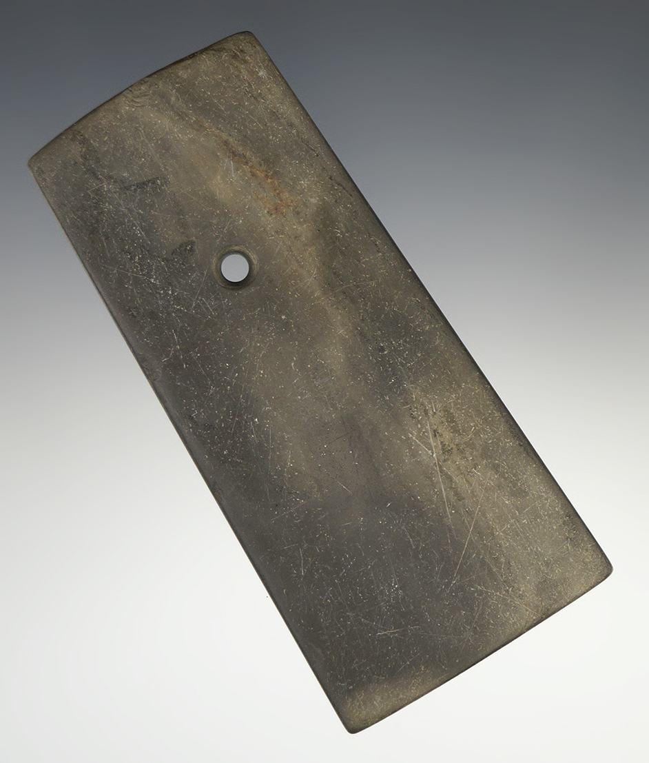 4 1/16" Banded Slate Hopewell Trapezoidal Pendant - Lucas Co., Ohio. Jackson COA.