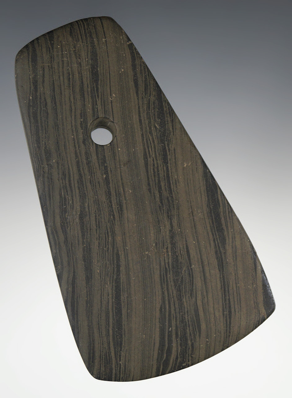 4 3/8" Adena Trapezoidal Pendant - beautifully Banded Glacial Slate - Ashland Co., Ohio.