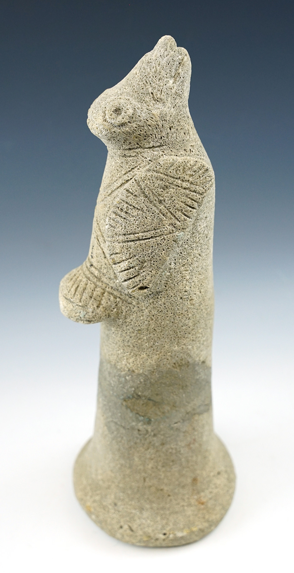 Large 11 3/4" tall Taino Avian effigy flared base Pestle from Hispaniola - Circa A.D. 1200-1492.