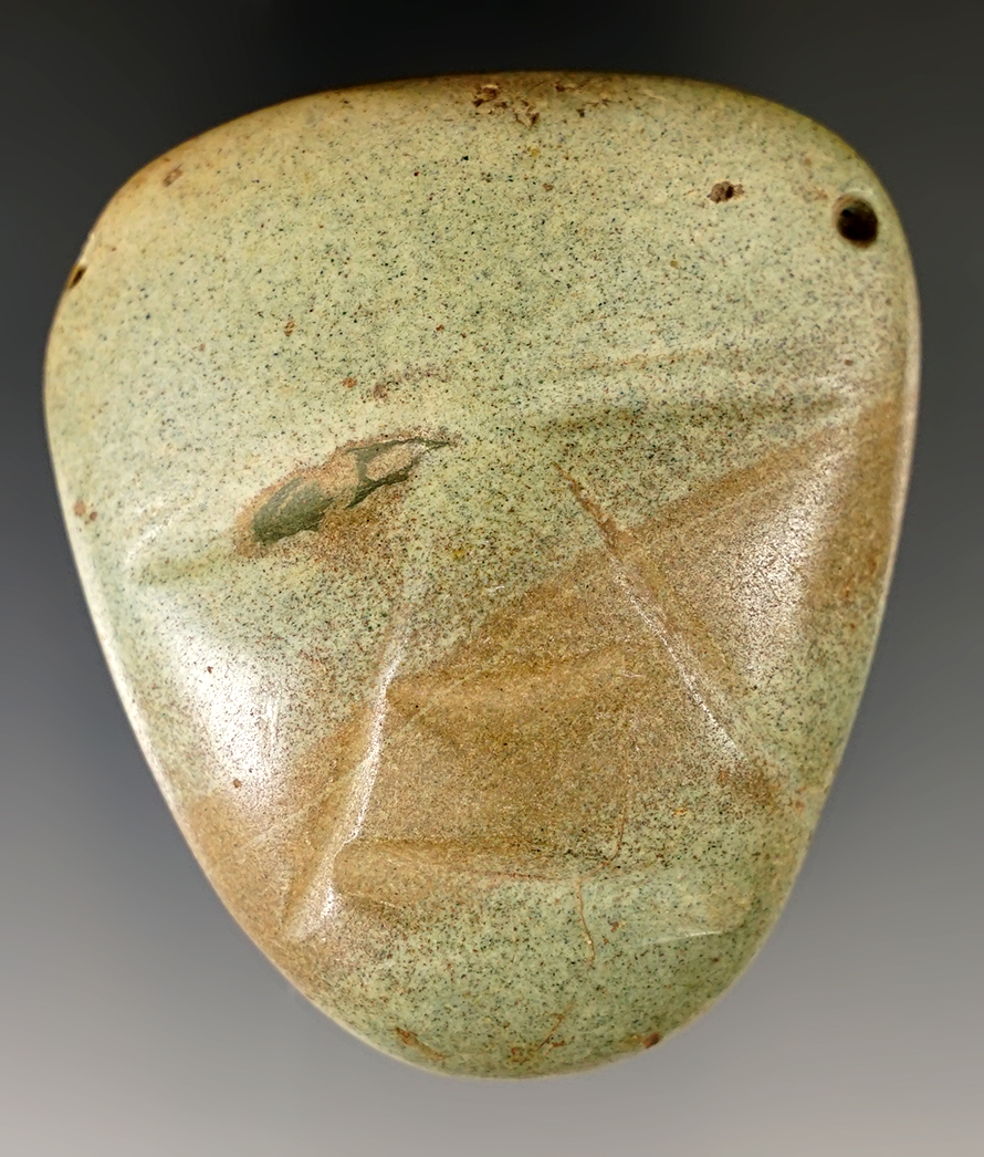 2 1/2" Mezcala human face pendant drilled for suspension.