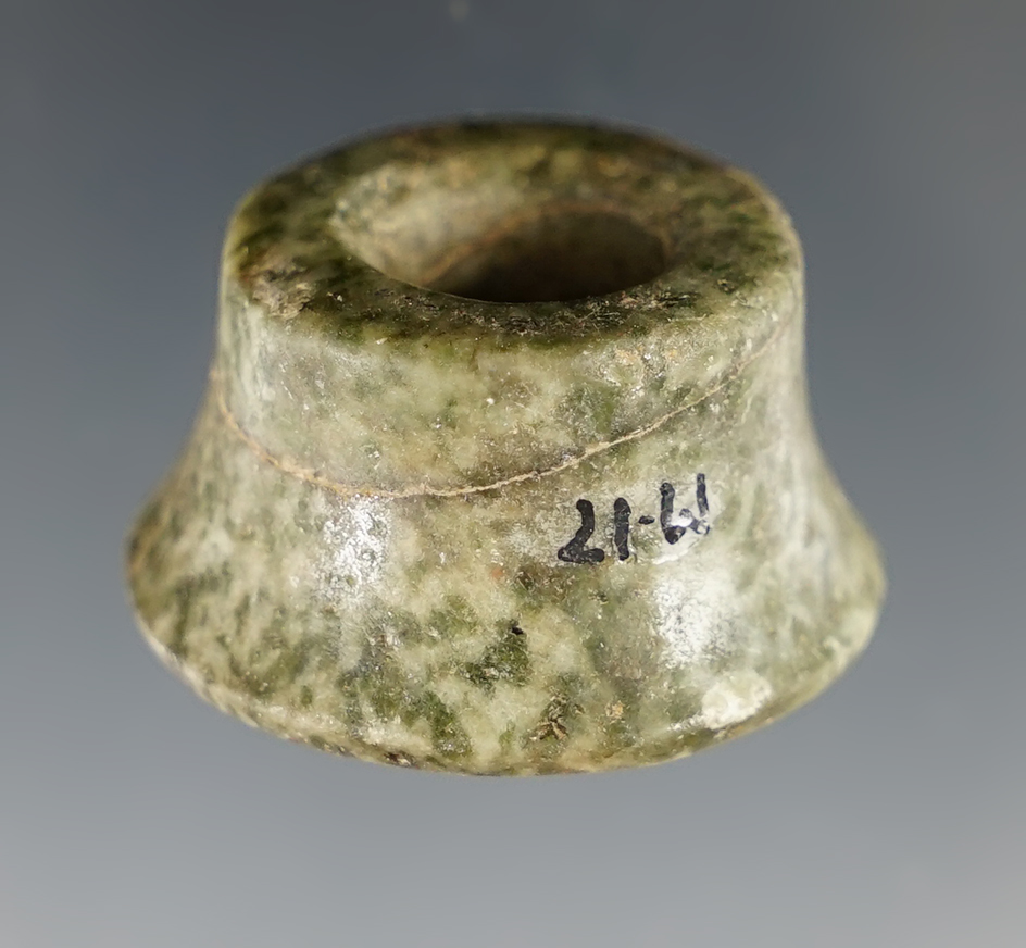 1 1/8" diameter Jadeite ear spool in excellent condition. Found in Mesoamerica.