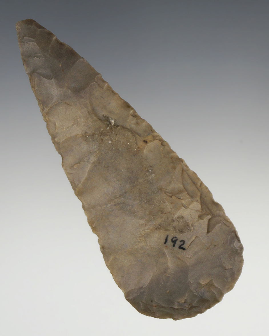 3 9/16" well flaked Cobbs Knife found in Lincoln Co., Illinois.