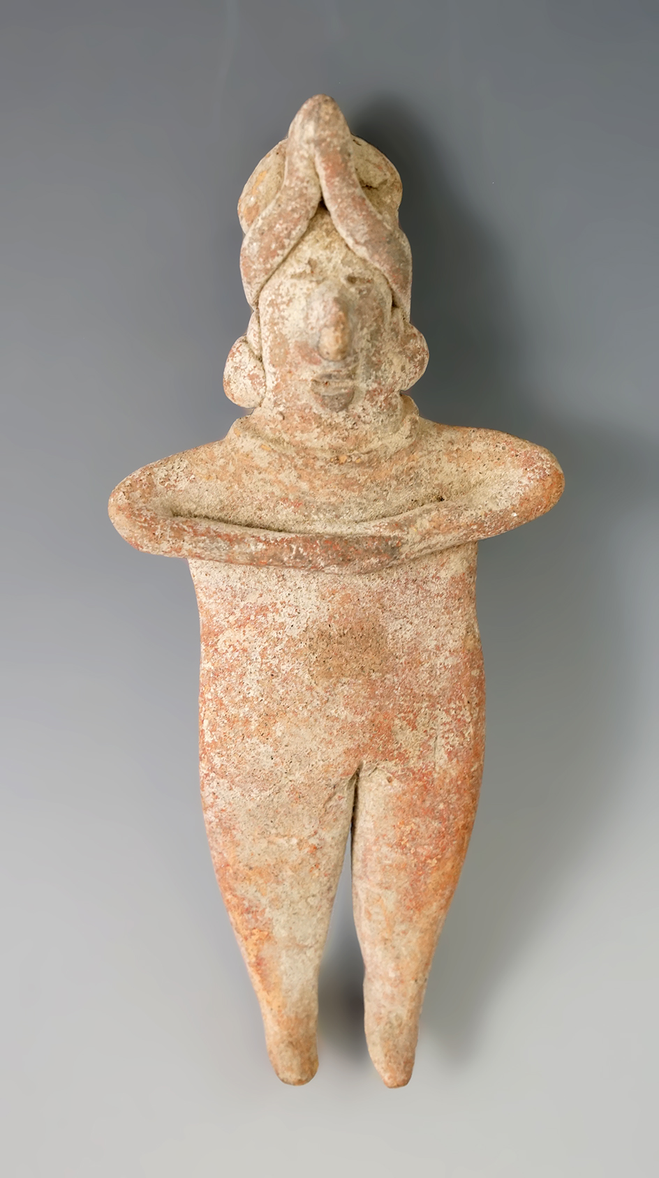 6 3/4" tall pre-Columbian Colima flat female figure found in Mexico in excellent condition.