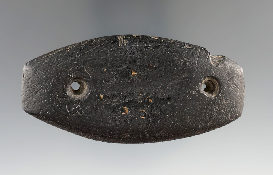 3 1/4" elliptical slate Gorget with tally marks pictured in Central states archaeological journa