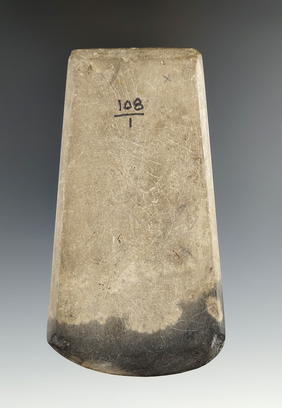 4 3/16" Undrilled Adena Trapezoidal Pendant found  in Salem Twp., Auglaize Co., Ohio