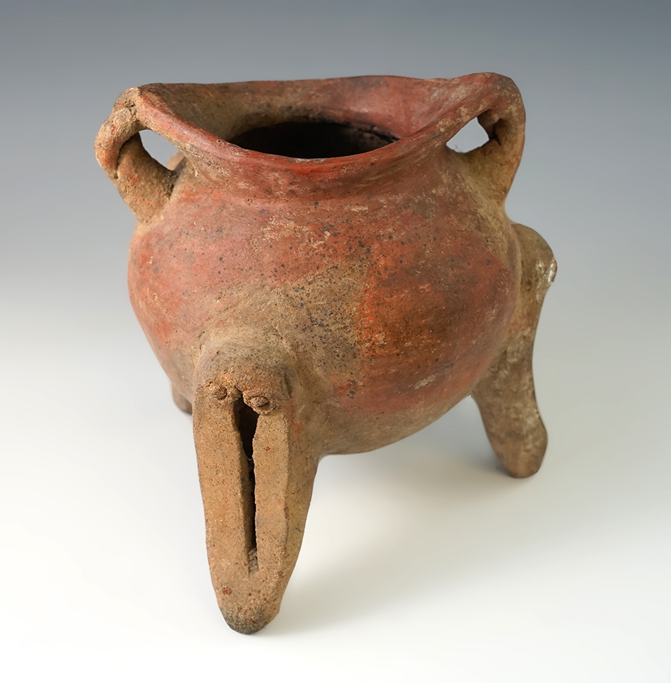 5 1/4" tall tri-leg pottery vessel in excellent condition - Costa Rica. Solid. Circa A.D. 500-1200.