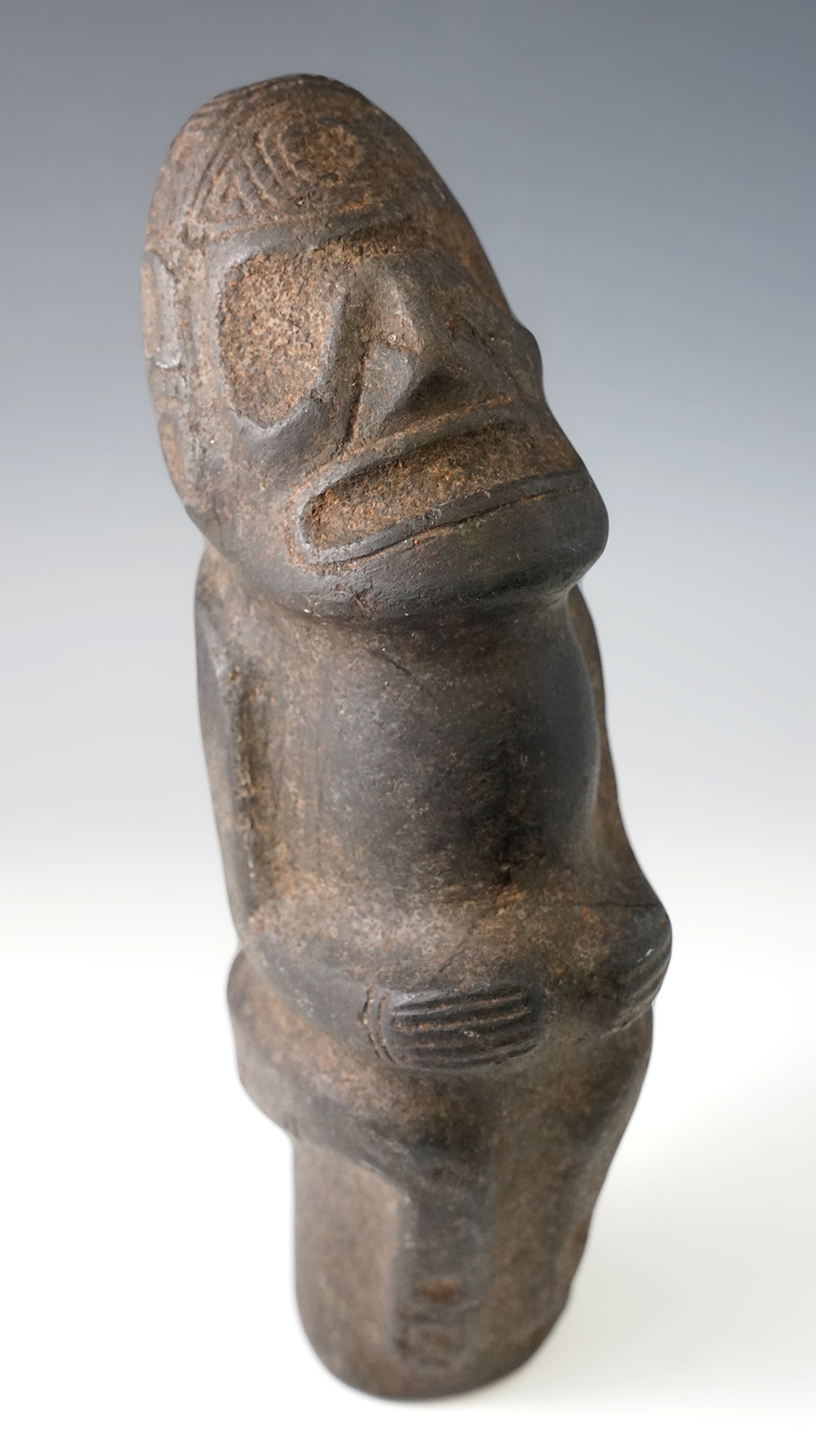9 1/8" Taino Zemi Idol made from Basalt. Hispaniola, 1200AD - 1500AD.