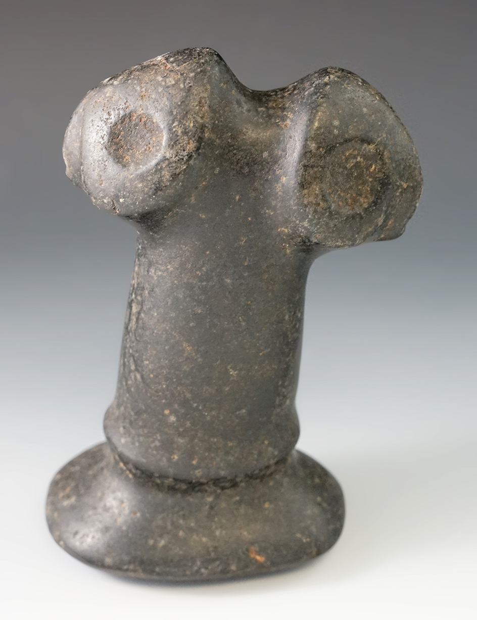 6 5/16" Taino Double Headed Bird Effigy Pestle made from Basalt.