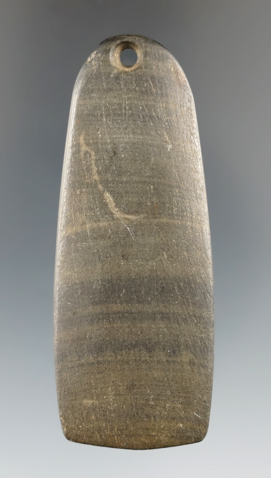 2 7/8" Woodland Trapezoidal Pendant made from green and black Slate, Preble Co., Ohio.