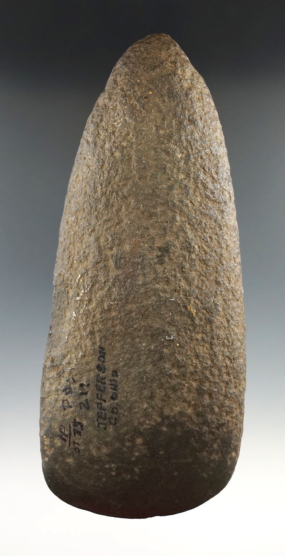 6 3/16" hardstone Celt with nice use polish to the bit area found in Jefferson Co., Ohio.