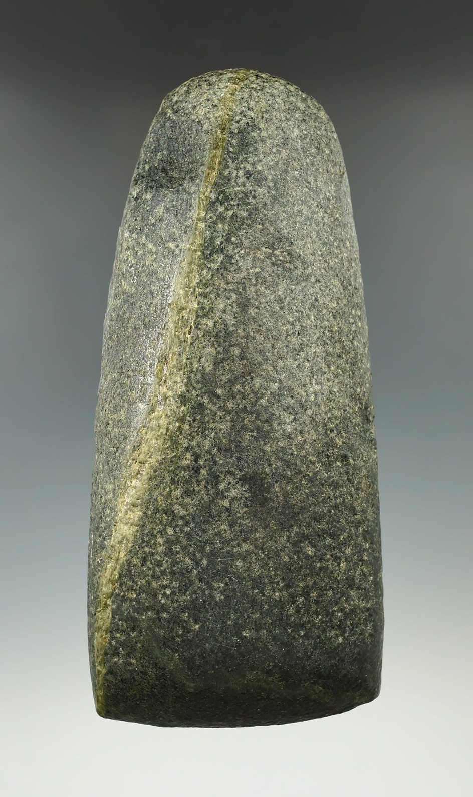 Nice! 6 1/2" beautiful hardstone Celt with excellent use wear and use polished to the bit area. Very