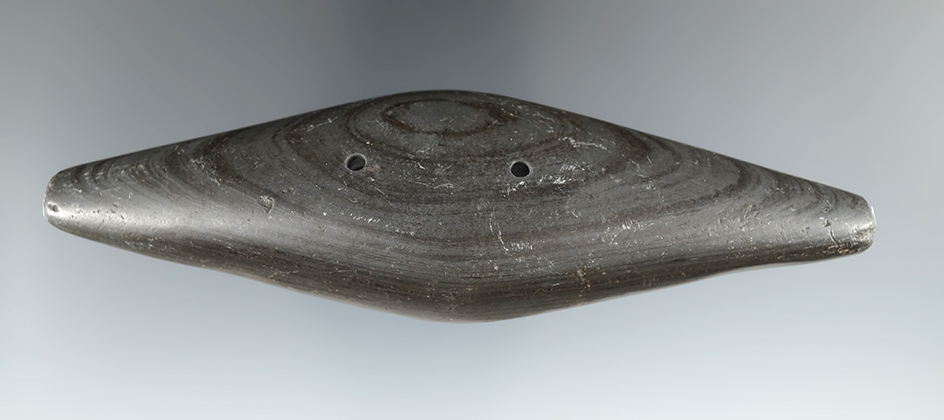 5 1/2" Expanded Center Gorget found in Franklin Twp., Licking Co., Ohio. Ex. Gilbert Dilley (#231)