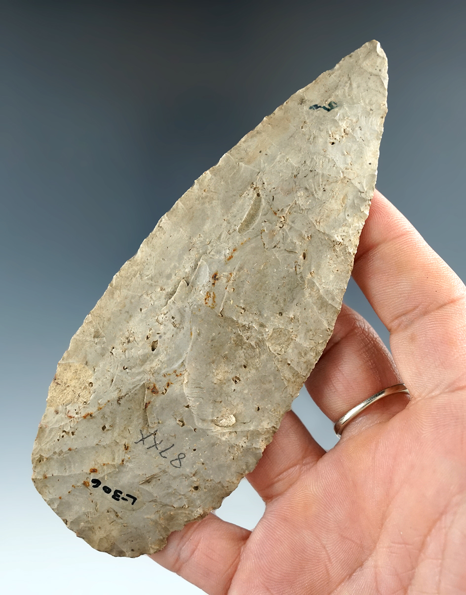 5" Cobbs Knife - Fossil Chert found in Missouri. Ex. Leesman Collection. Jackson COA.