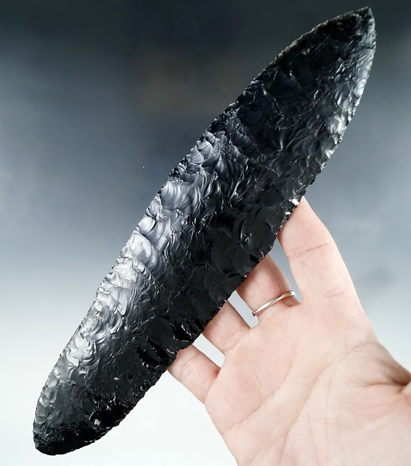 Sale Highlight! Very large 8 7/8" obsidian Wealth Blade foundnorth of Yakima, Kittitas County WA