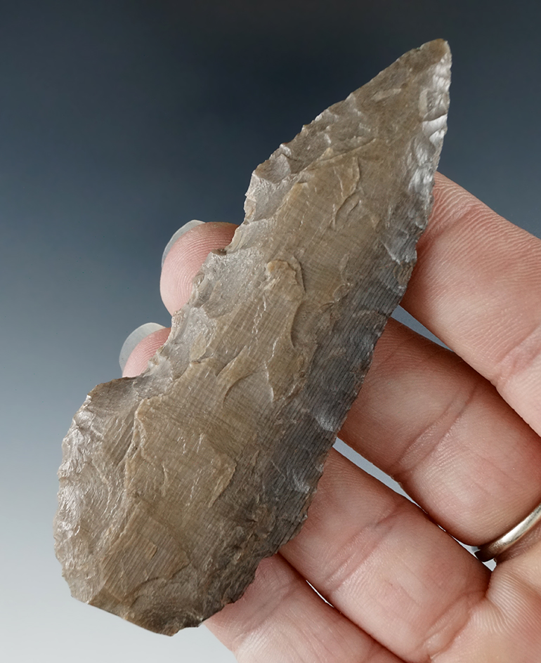 3 5/16" petrified wood Plateau Pentagonal Knife found by O.A.S. member Charlie Mitchell.
