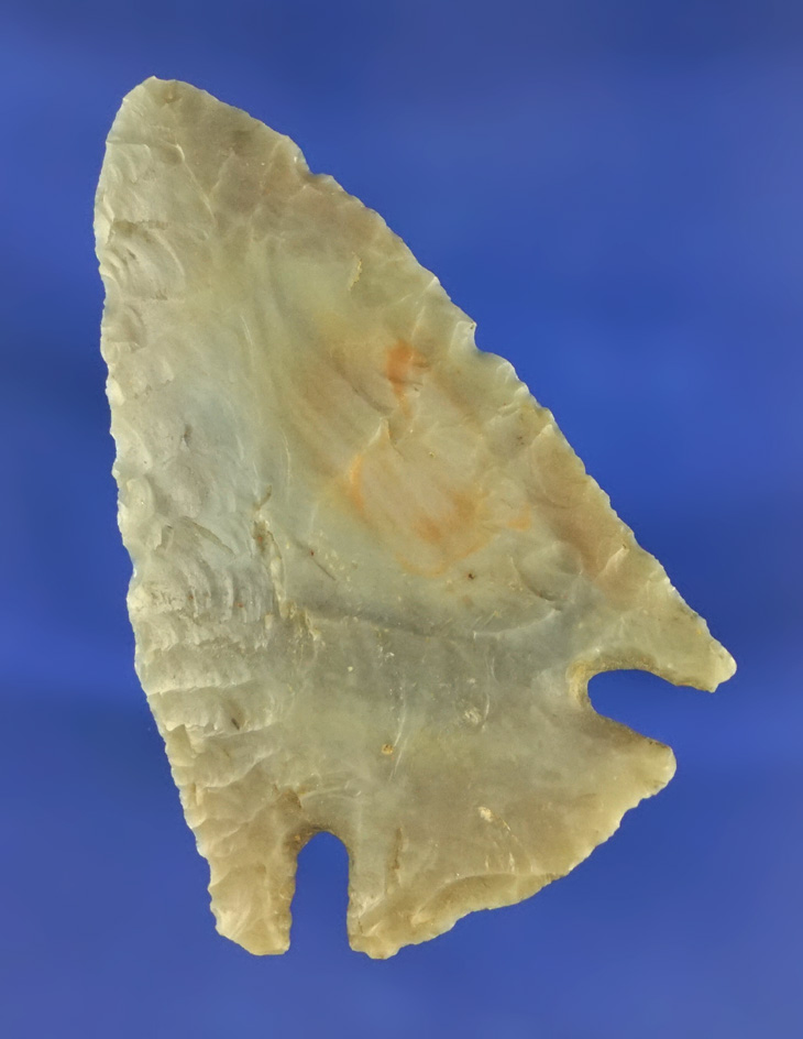 2 3/16" nicely flaked and well styled cornernotch made from highly translucent material - Kentucky.