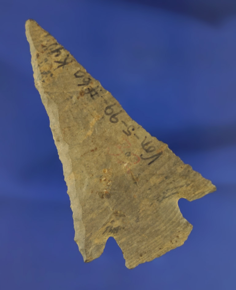 3 1/16" deeply beveled Lost Lake made from Dover Flint found in Kentucky.