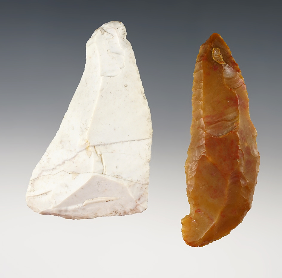 Pair of well made Paleo Uniface Knives found in Seneca and Hancock Co., Ohio. 