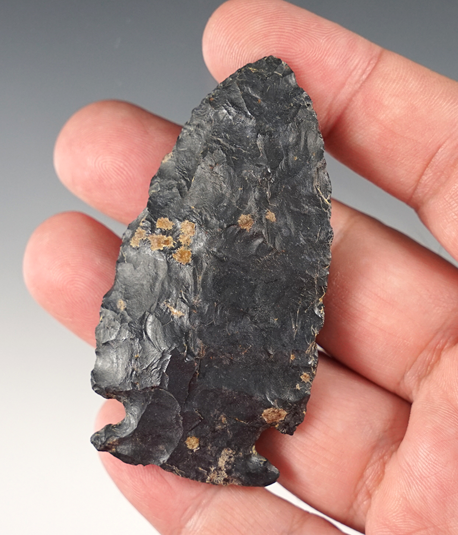 2 3/4" Sidenotch made from Coshocton Flint. Found in Ohio.