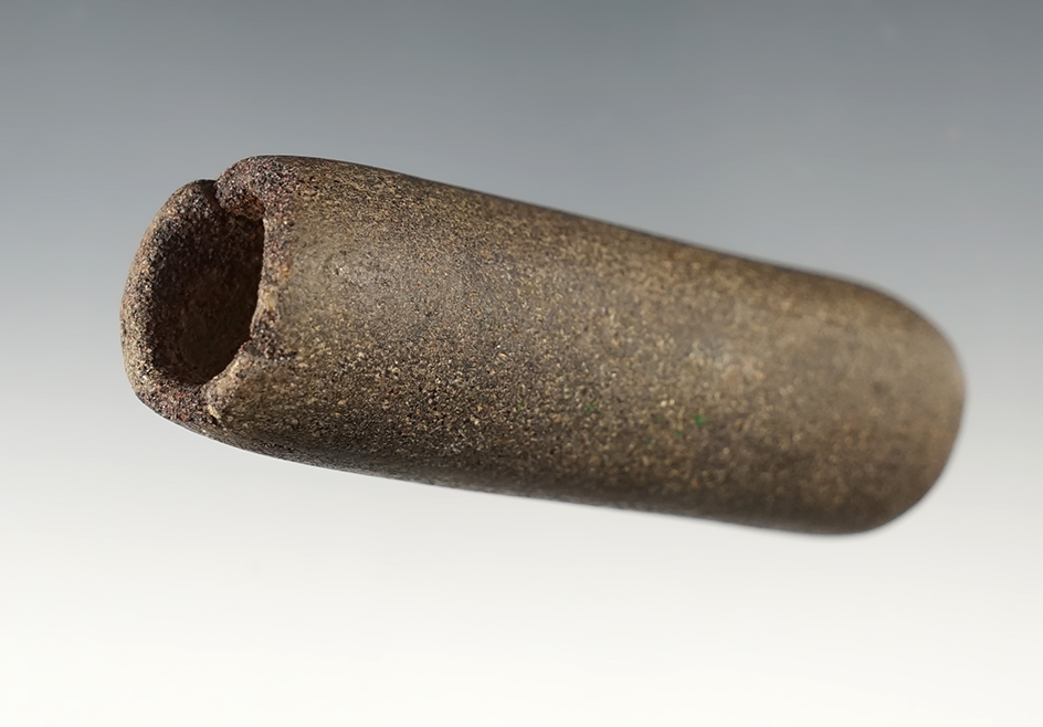 Outstanding 3 3/4" Ohio Tube Bannerstone made from patinated Steatite. Ex. Charles Smith.