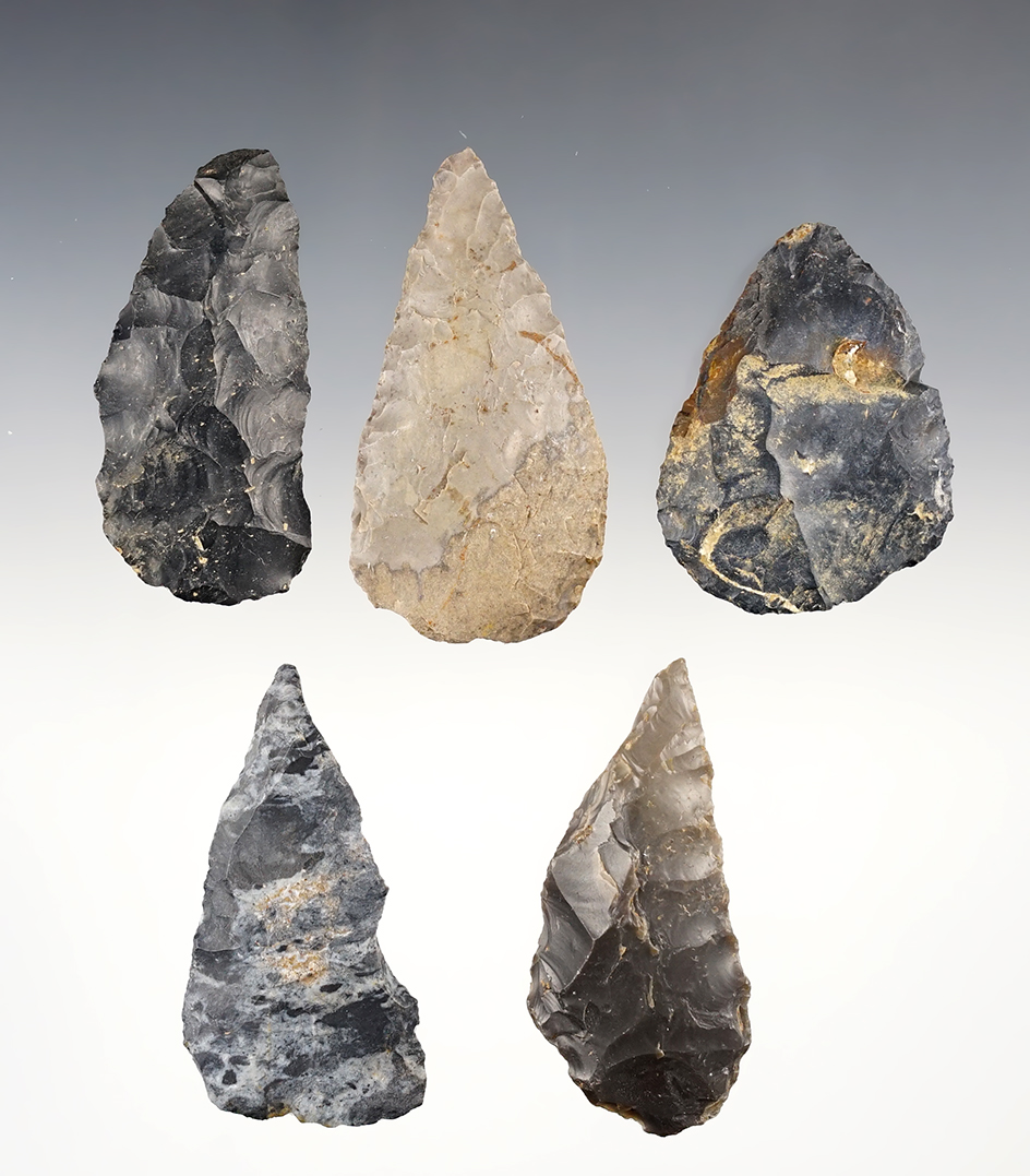 Set of 5 Ohio Blades/Knives in good condition. The largest is 2 11/16".