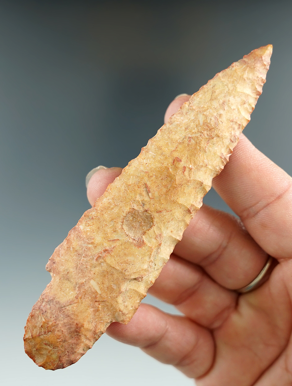 4 5/16" Adena found in the Missouri area. Comes with a Bennett COA.