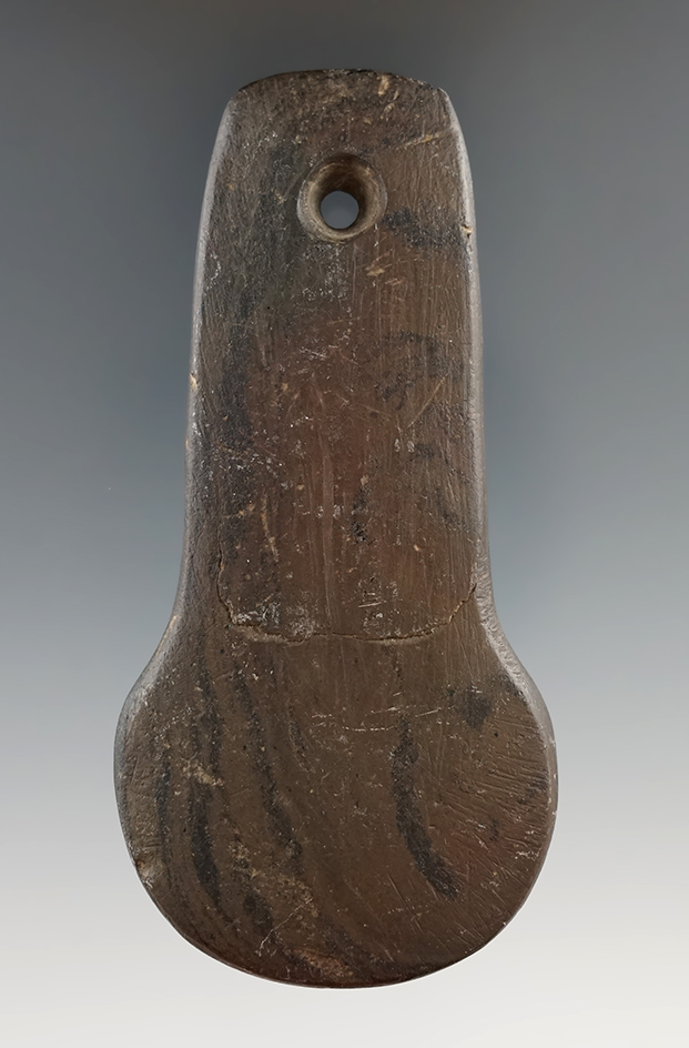 3 7/8" Banded Slate Adena Anchor Pendant found by David Collins in Clark Co., Ohio. Pictured.