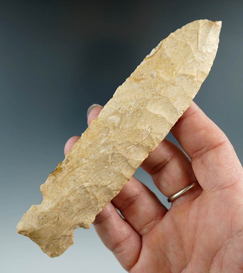 5 3/16" Sidenotch Knife found in Missouri. Tip is nicked, not re-chipped.