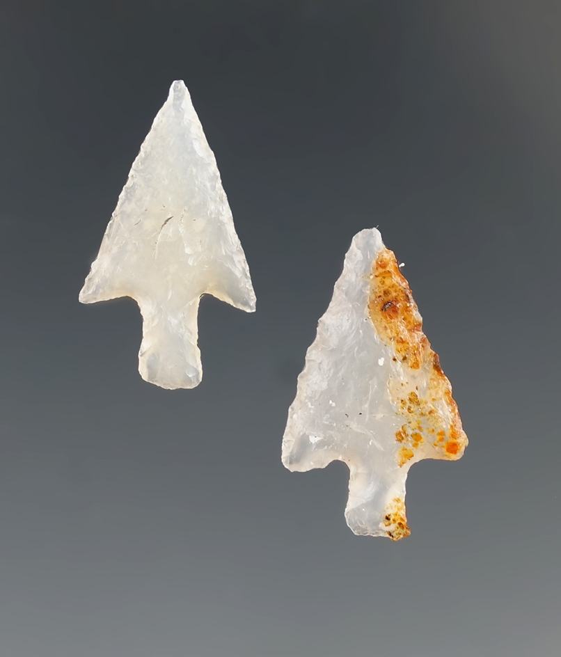 2 beautifully translucent Walulla Gem points found near the Columbia River,  Klickitat Co., WA.