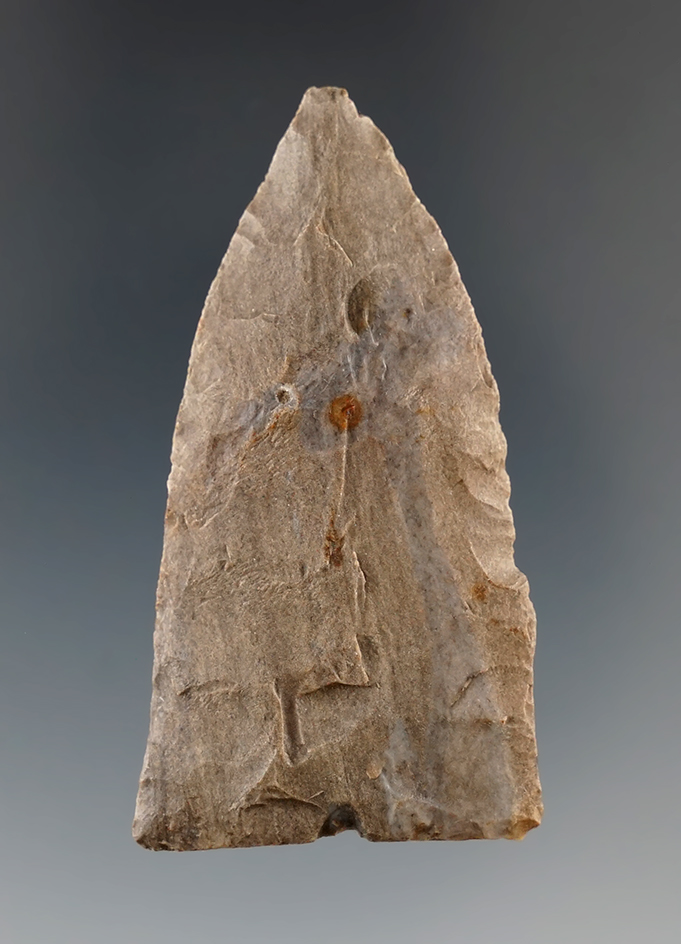 2 1/4" Copena Triangular made from attractive blue and gray striped material found in Tennessee.